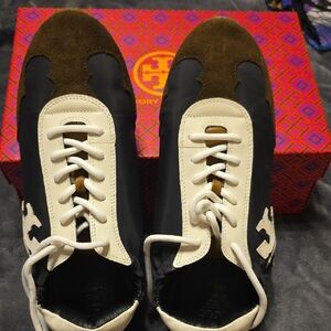 Tory Burch Women's Black and Brown Leather Sneakers